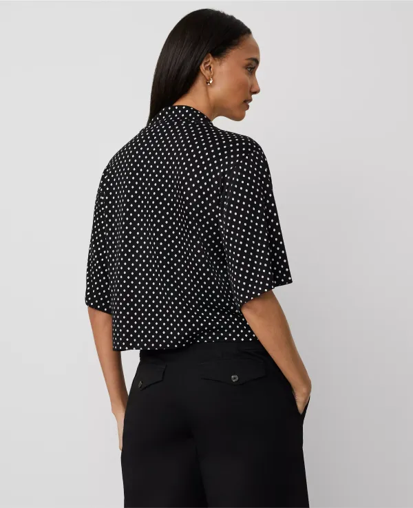 Dotted Elbow Sleeve Top