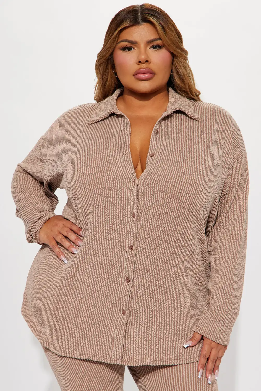 Maddie Ribbed Legging Set - Taupe