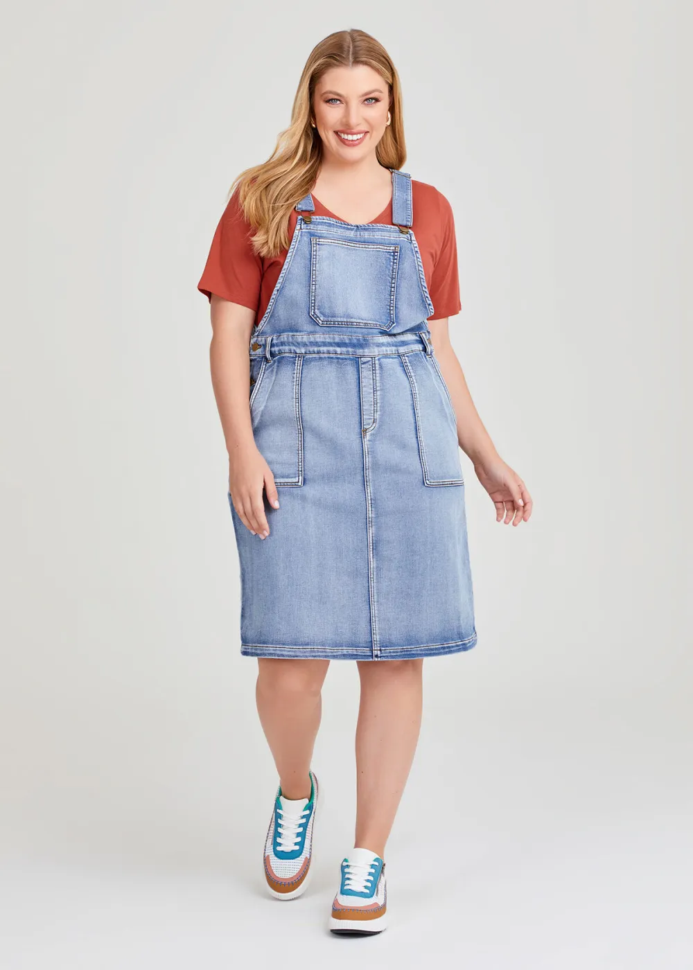 Cotton Blend Pinafore Dress
