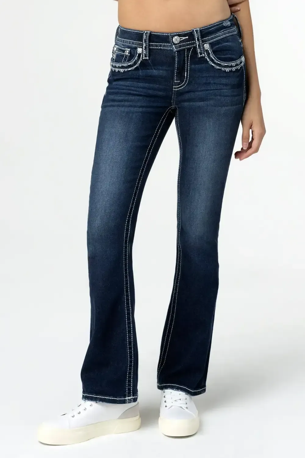 Metallic Border Stitch Bootcut Jeans