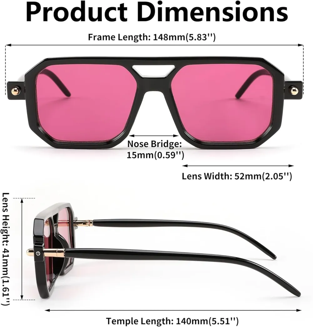 FEISEDY Vintage Square 70s Flat Aviator Sunglasses Women Men Classic Retro Stylish Frame UV400 Sunglasses B2622