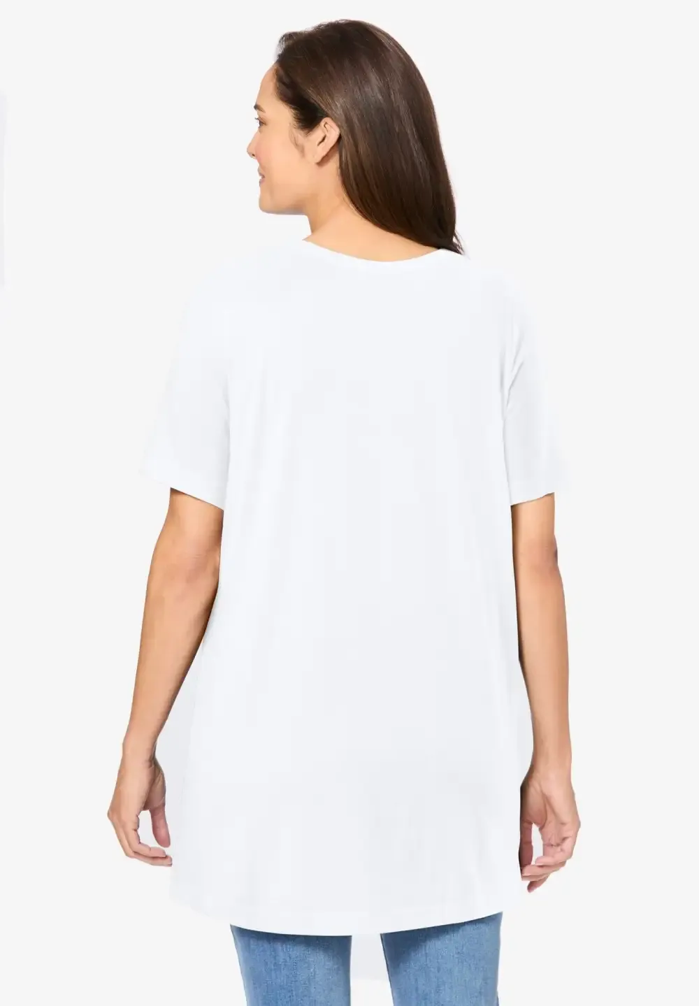Perfect Short-Sleeve Shirred V-Neck Tunic
