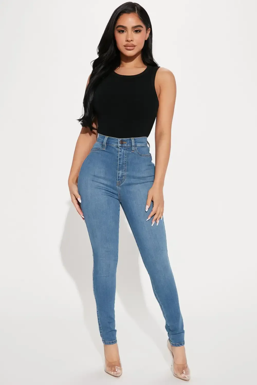Petite Dare Devil High Rise Skinny Jeans - Medium Blue Wash