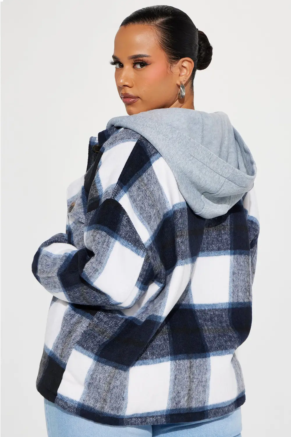 Keep Checking Plaid Shacket - Navy/combo
