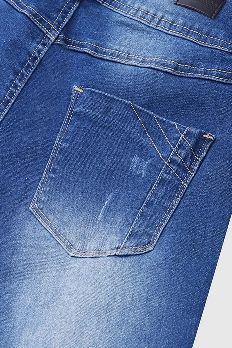 Ripped Button Up Wash Stretchy High Waist Skinny Jeans