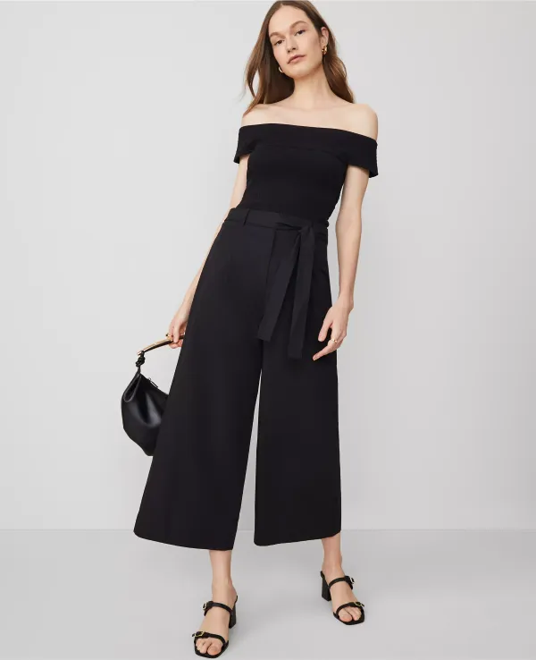 The Belted Cropped Palazzo Pant in Poplin