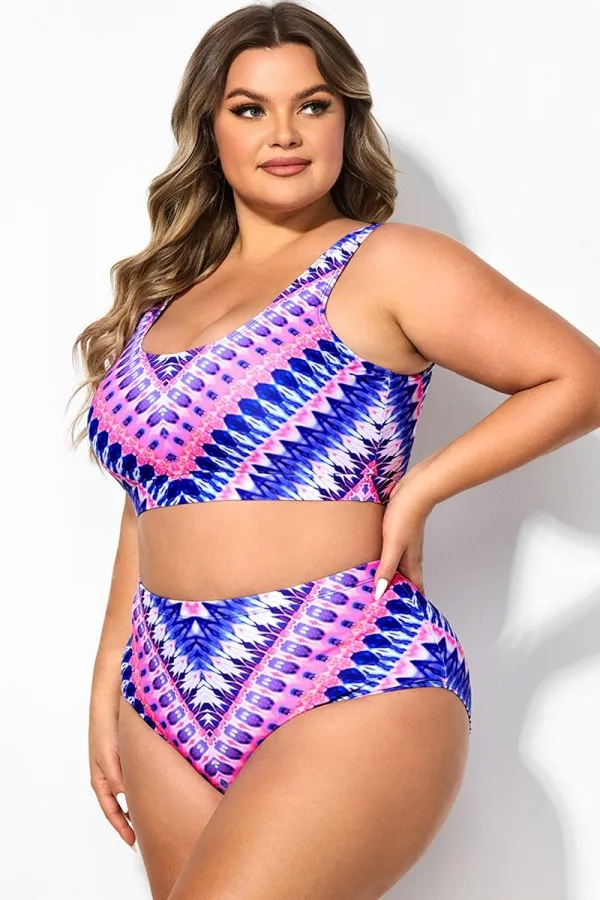 Plus Size Flattering Vibrant Stripe Bikini Top