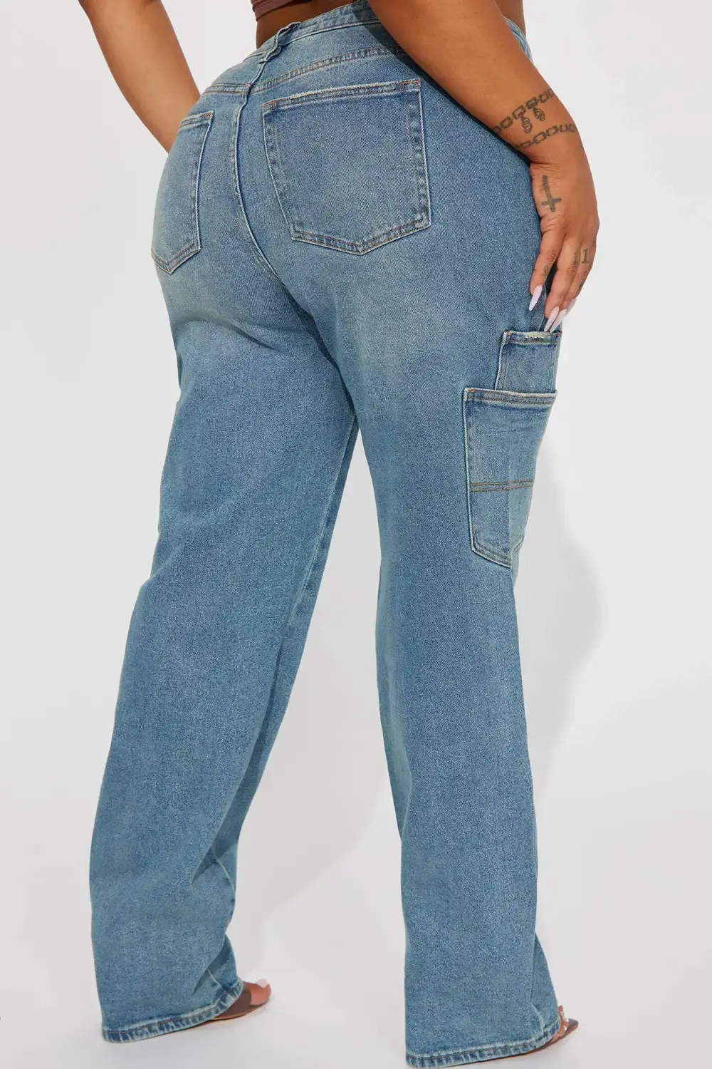 Swear By It Straight Leg Utility Jeans - Medium Wash