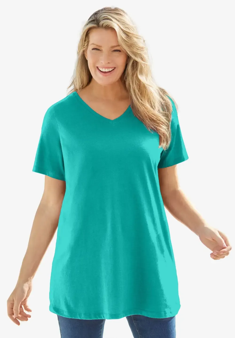 Perfect Short-Sleeve V-Neck Tunic