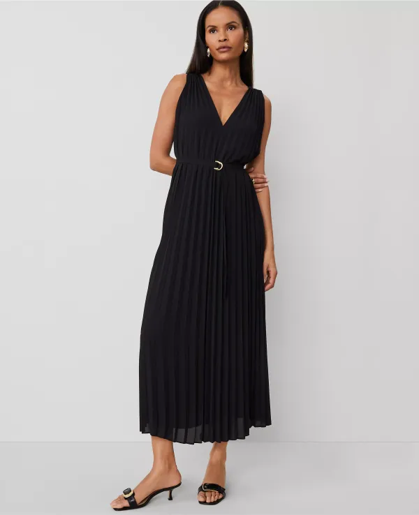 Pleated Maxi Swing Dress