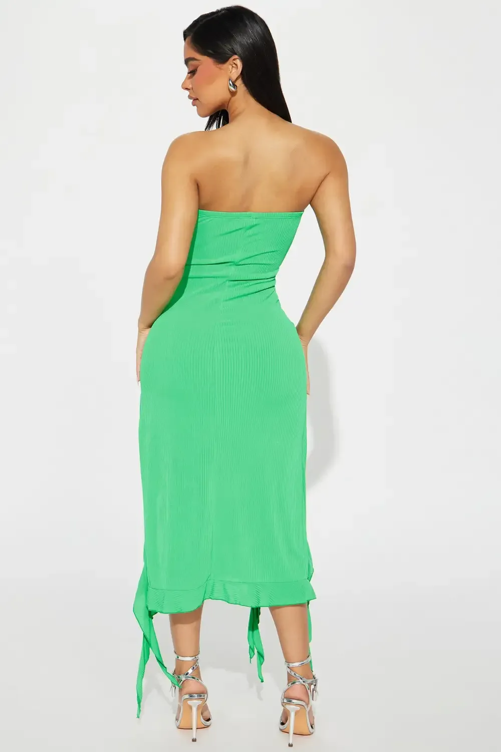 Naomi Ribbed Midi Dress - Green
