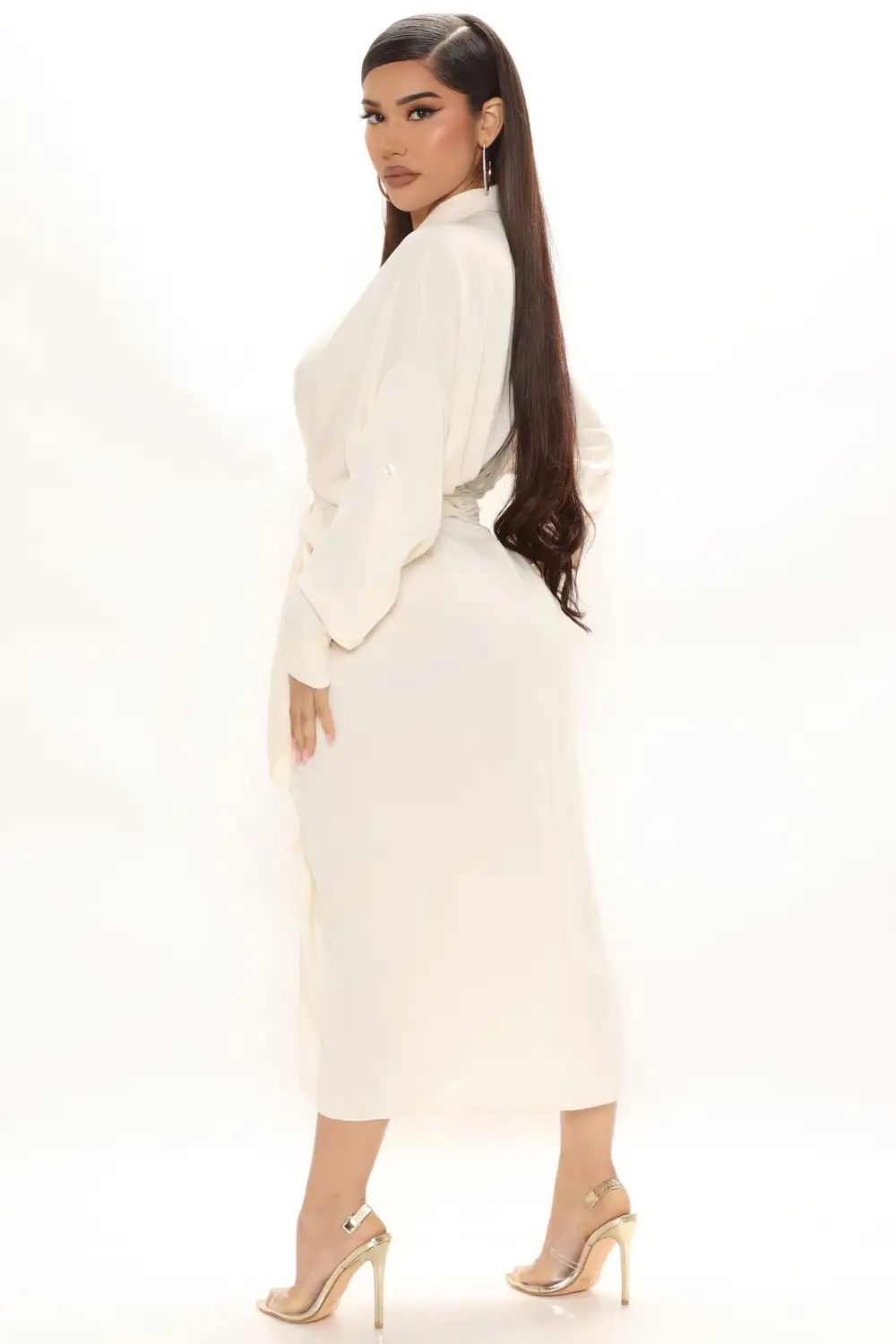 Chloe Marie Midi Shirt Dress - Cream