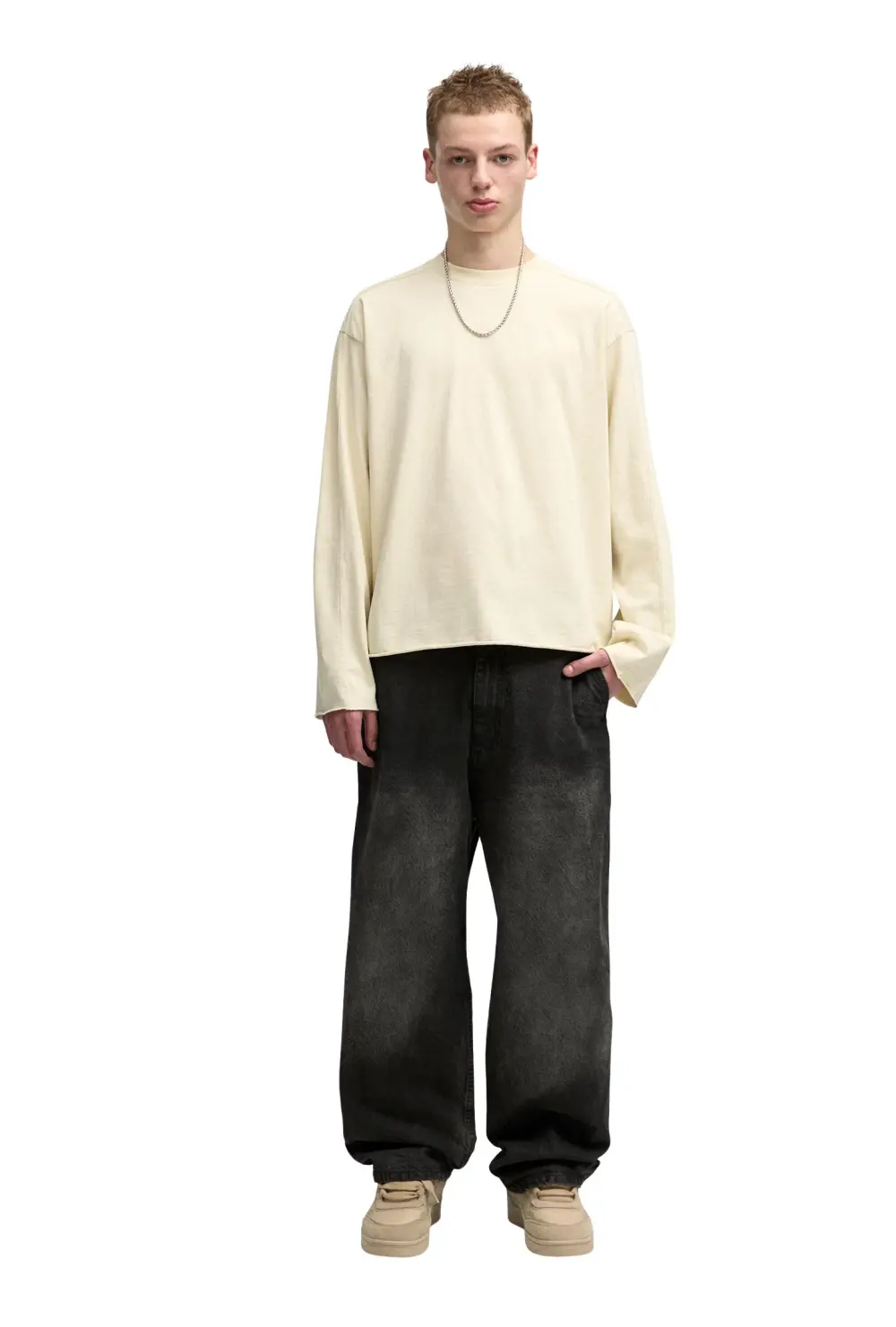 Coated-finish skater jeans