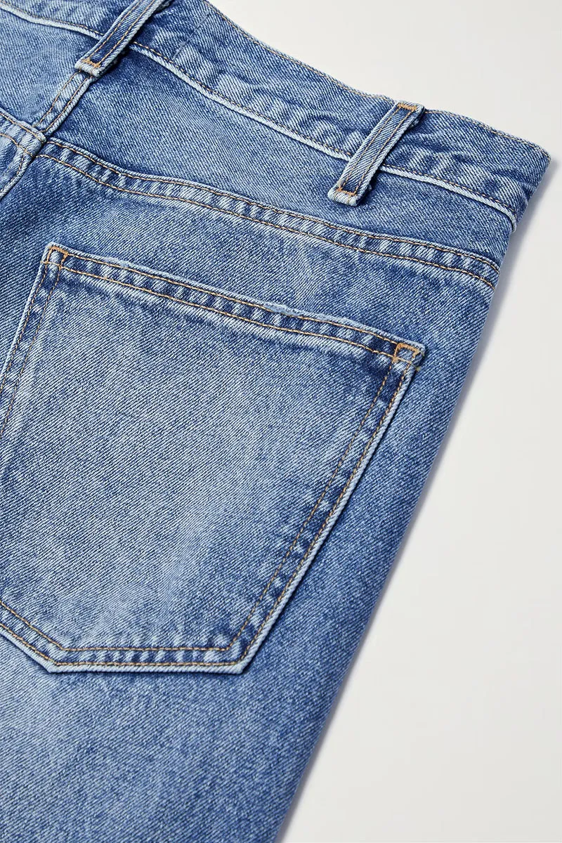 Wash High Rise Straight Leg Jeans Without Belt