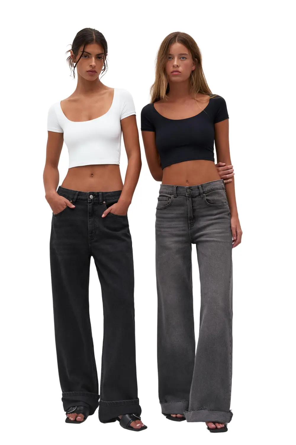 2-pack of cropped polyamide T-shirts