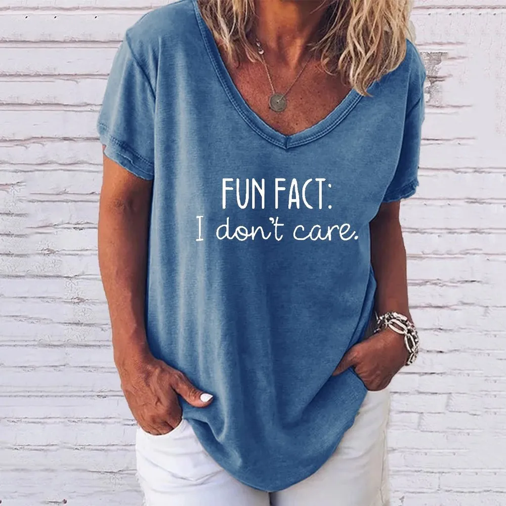 Fun Fact I Don't Care Women's Funny Slogan T-shirt