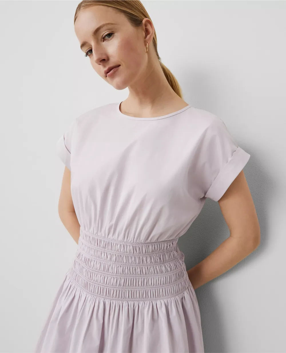 Smocked-Waist Midi Flare Dress