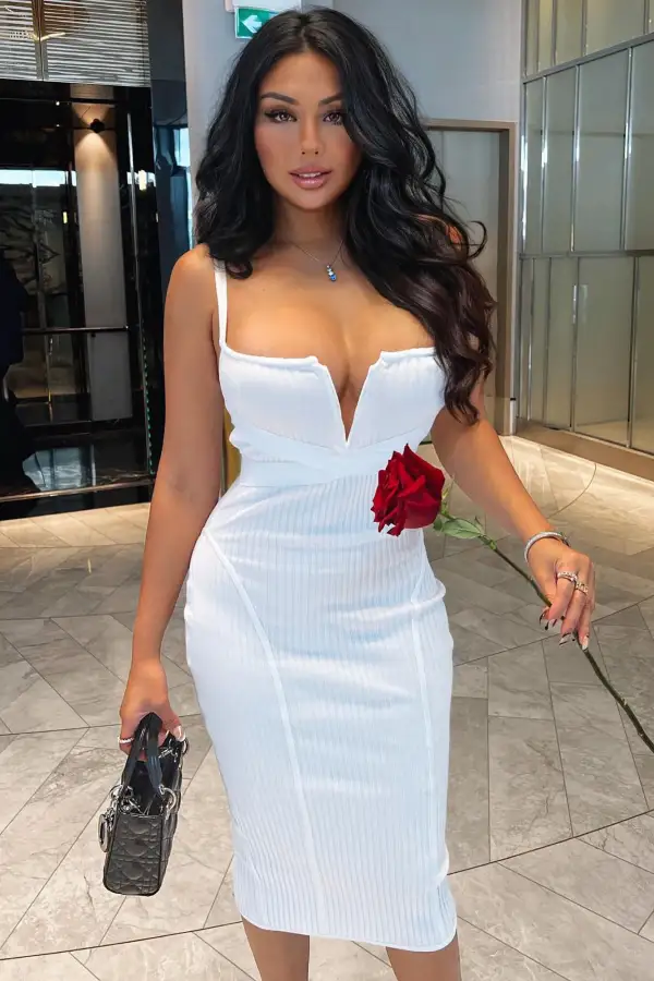 Misty Bandage Midi Dress - White