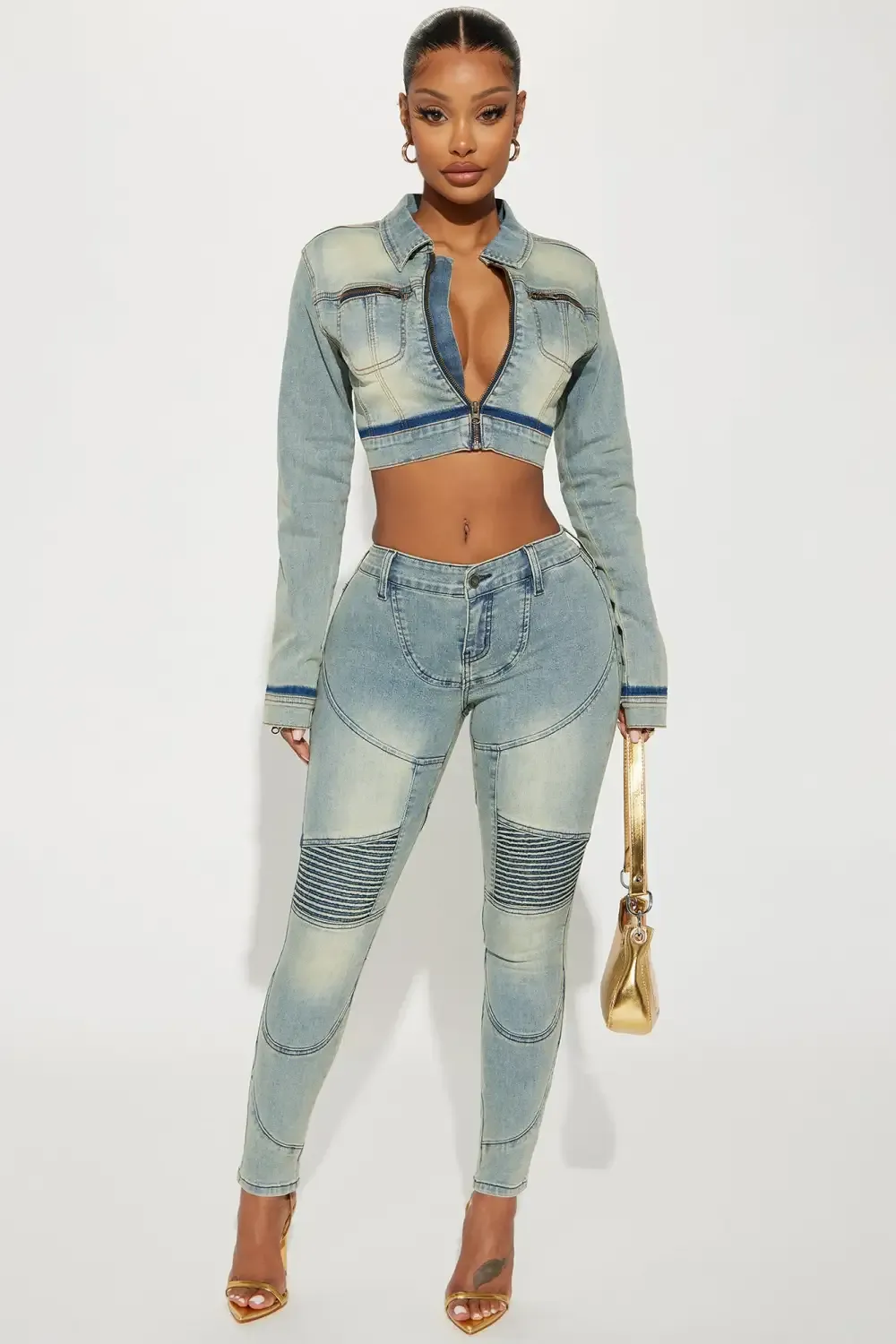 Safe Journey Moto Skinny Jeans - Medium Wash