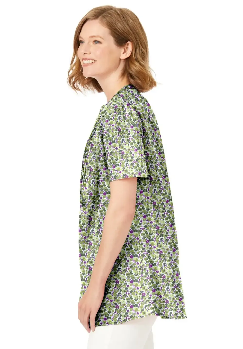 Pintucked Half-Button Tunic