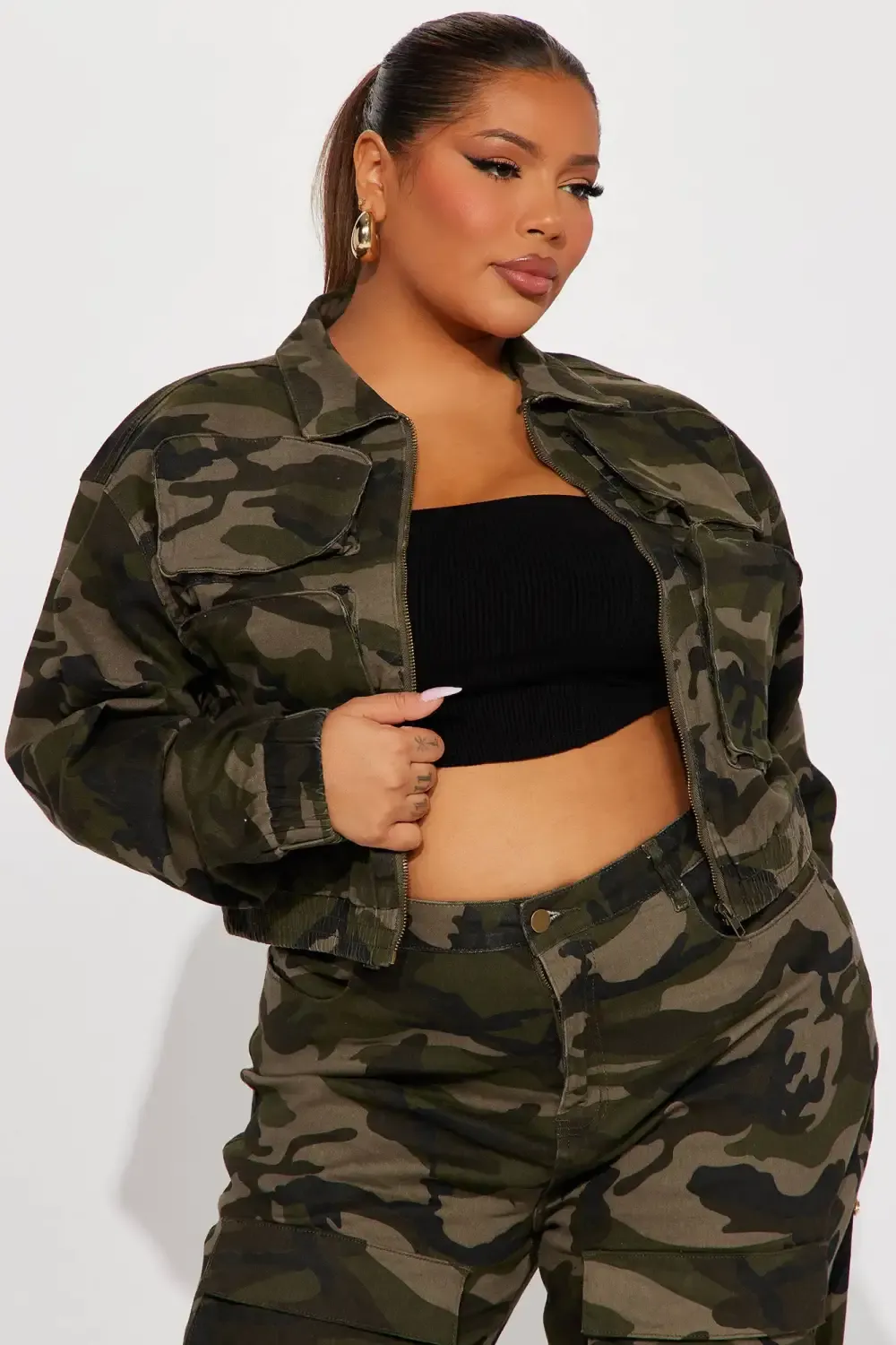 Playoffs Camo Cargo Jacket - Olive/combo