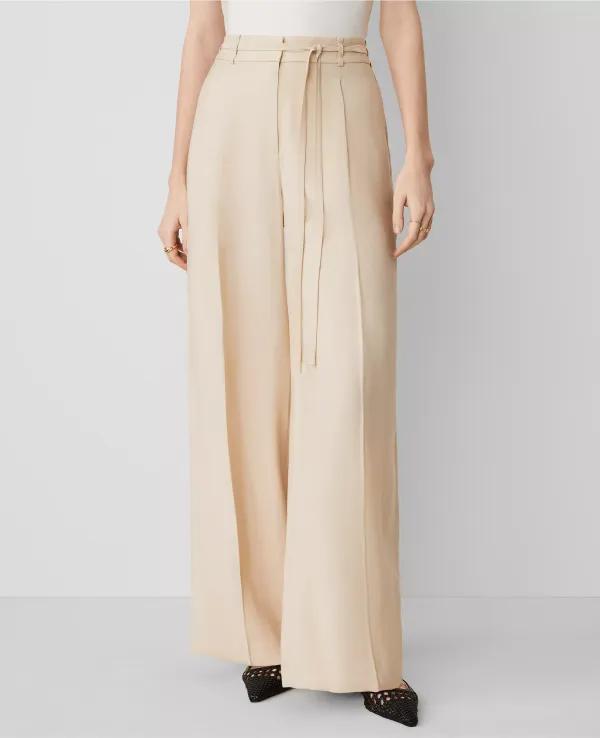 The Belted Wide-Leg Pant in Twill