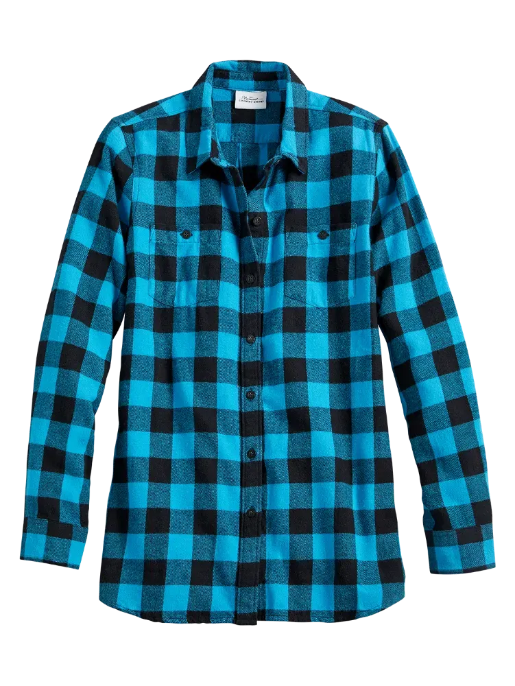 Women's Buffalo Check Flannel Boyfriend Shirt