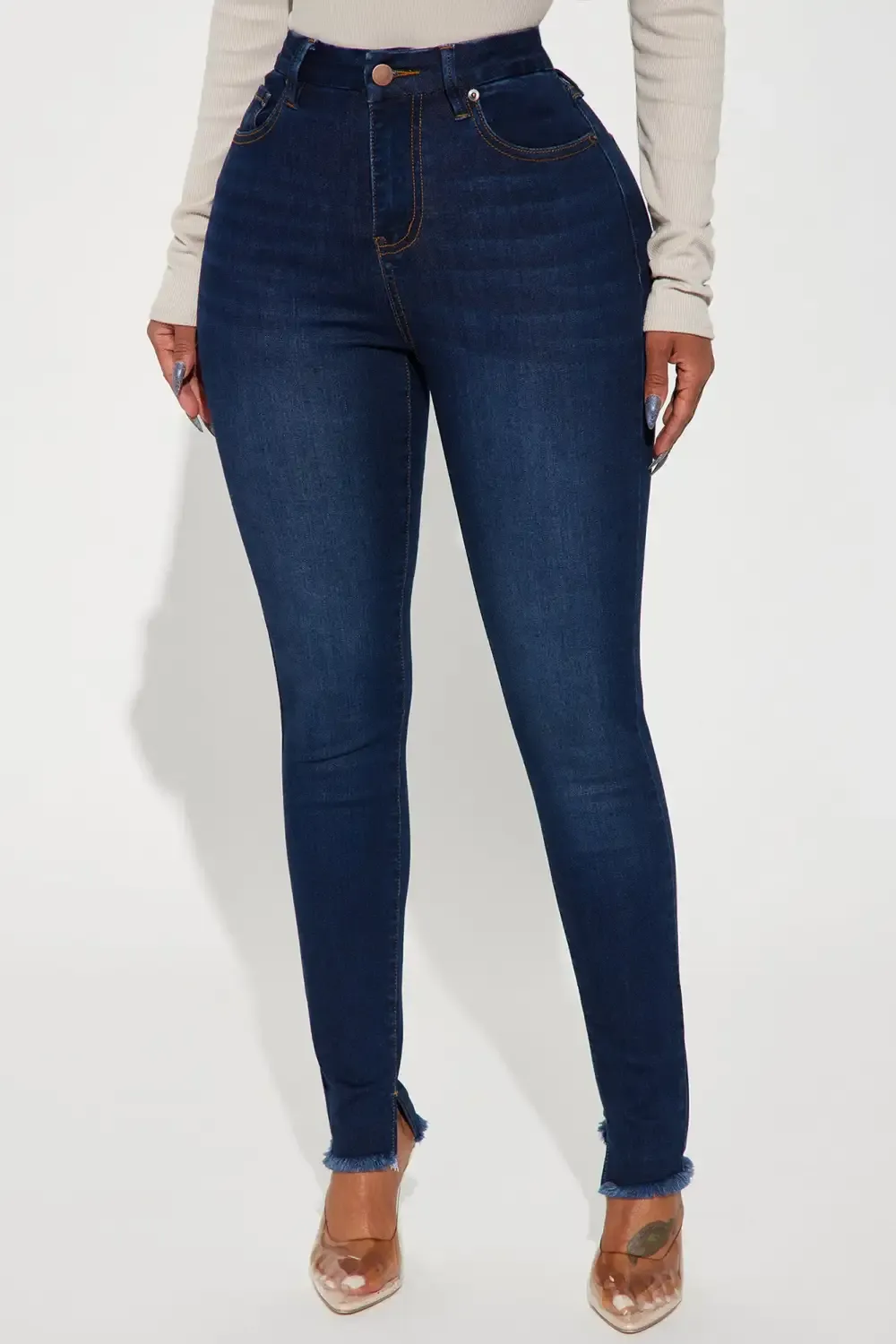 Serafina Compression Stretch Skinny Jeans - Dark Wash