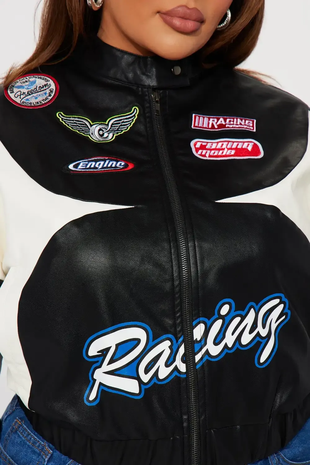Racer Girl Bomber Jacket - Black/combo