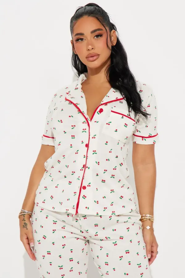 Cherry Cutie PJ Pant Set - White/combo