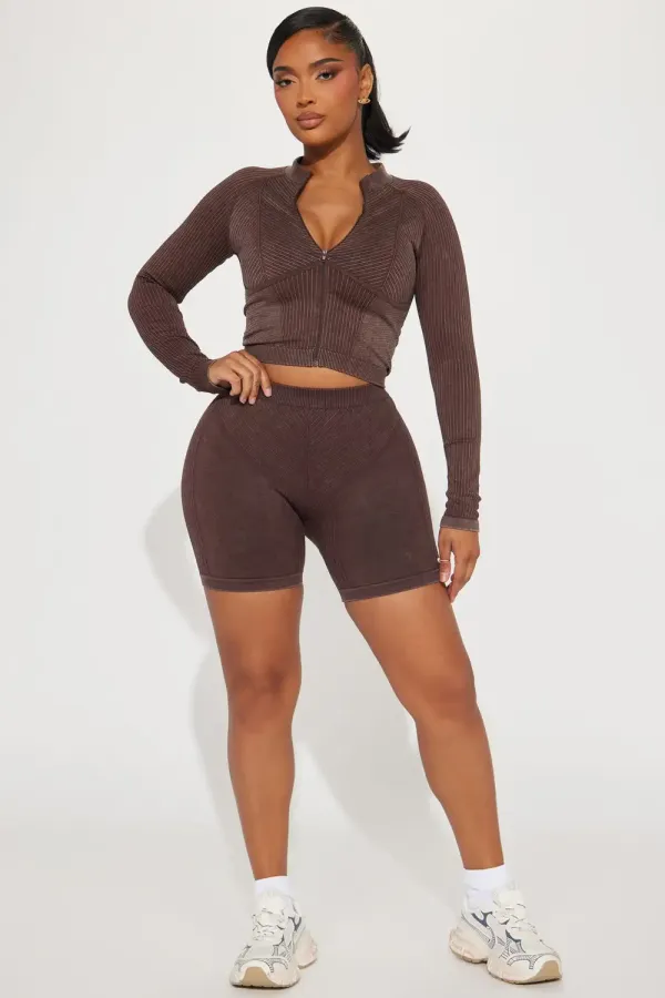 Kara Seamless Active Jacket - Brown