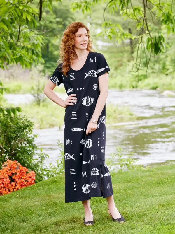 M.MAC Rock Fish Cotton Knit Ankle-Length Dress