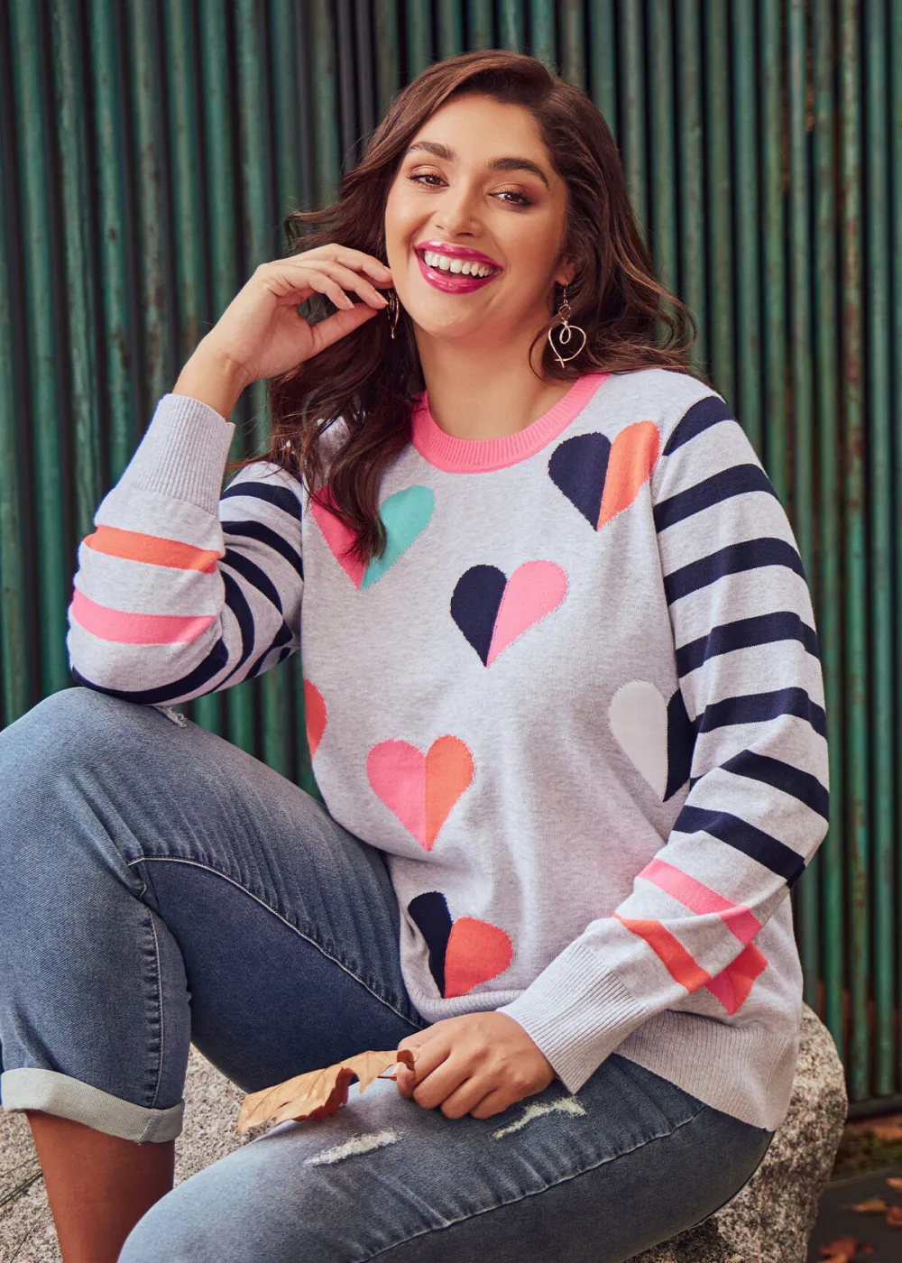 Stripe Love Heart Jumper