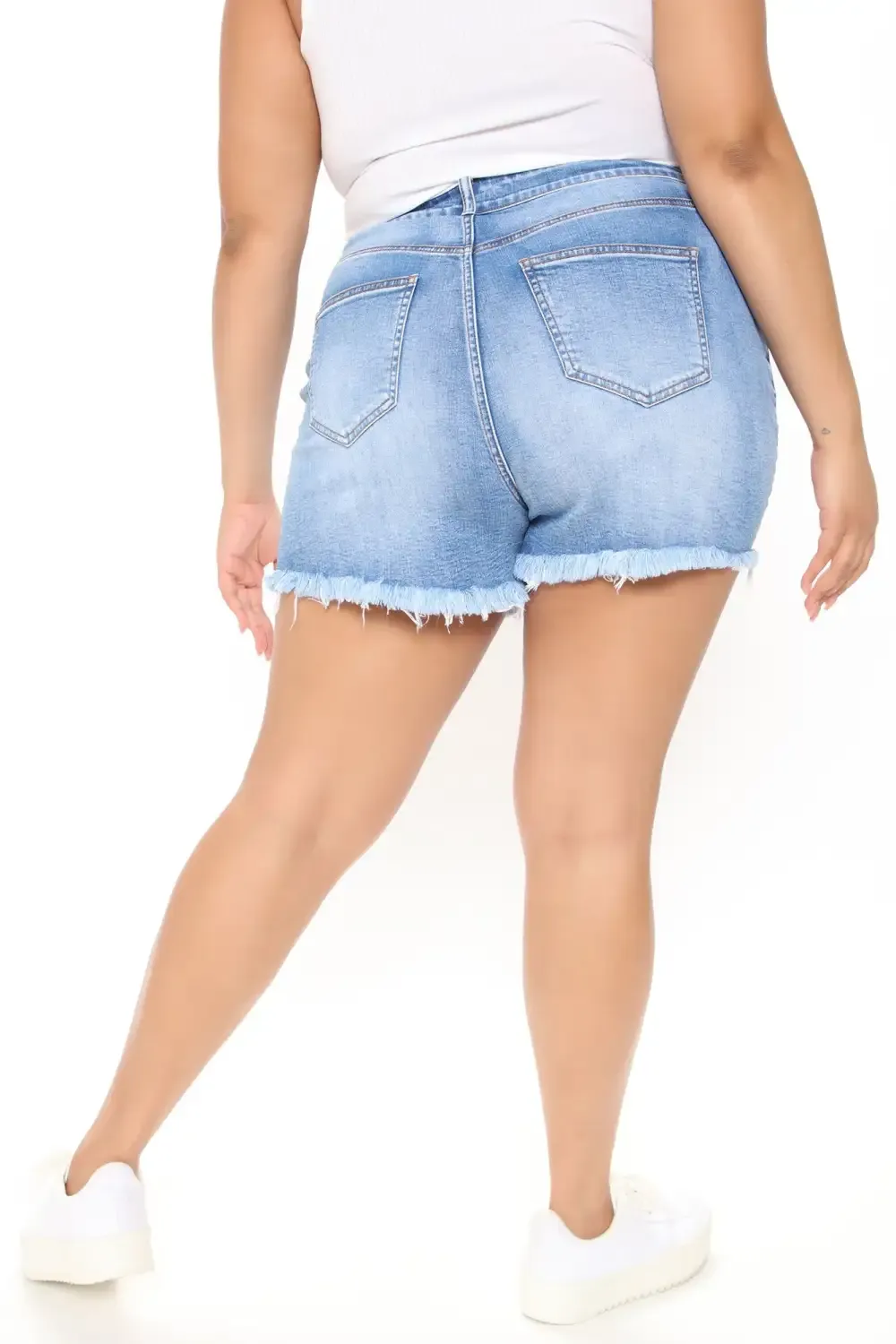 Date Night Ripped Denim Shorts - Medium Blue Wash