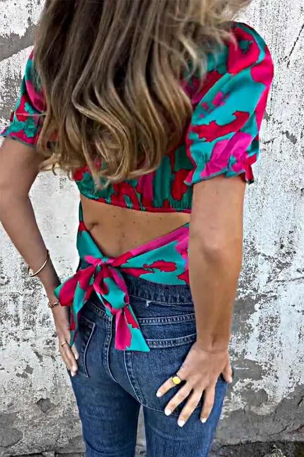Women's Gradient Pattern Square Neck Top