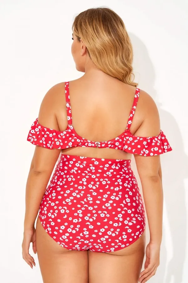 Yellow Floral Ruffled Underwire Women Bikini Top