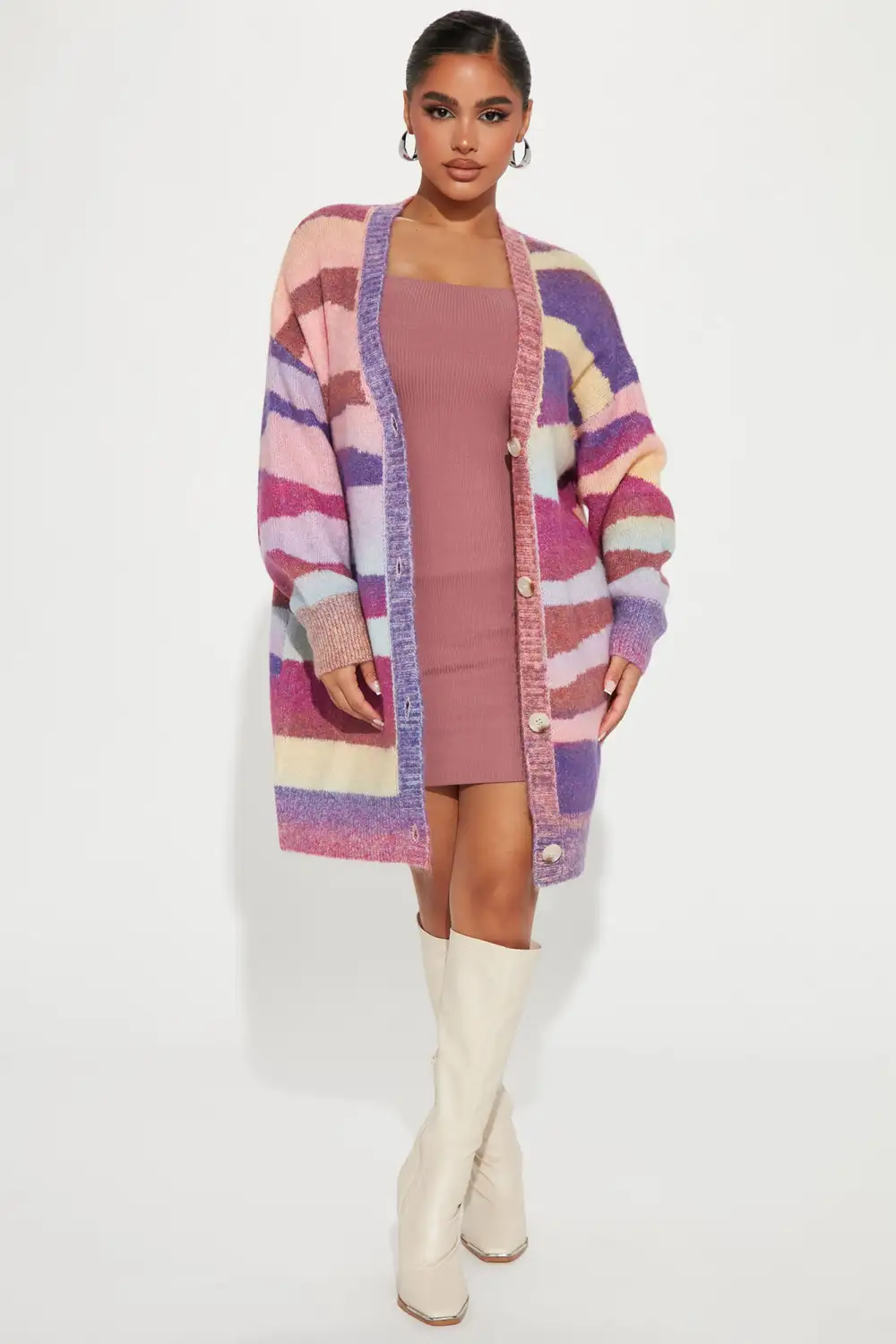 Sunbeam Abstract Striped Cardigan - Purple/combo