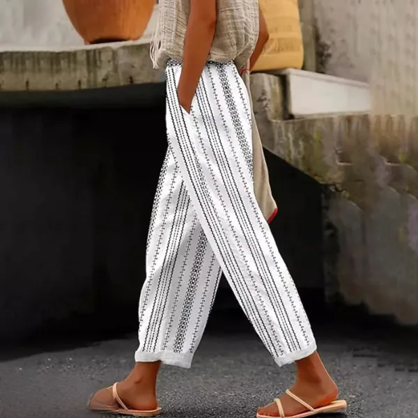 Casual Simple Geometric Cotton Pattern Pants