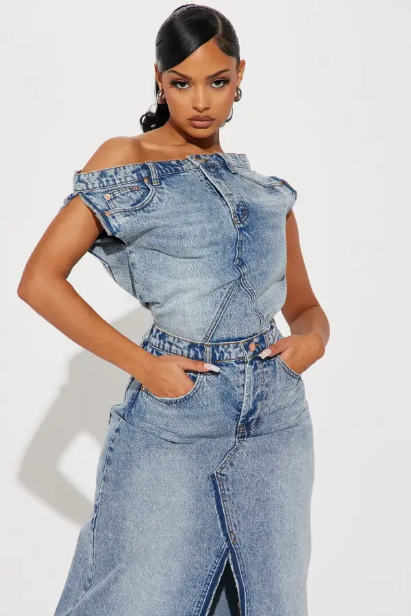 Demi Denim Maxi Dress - Medium Wash