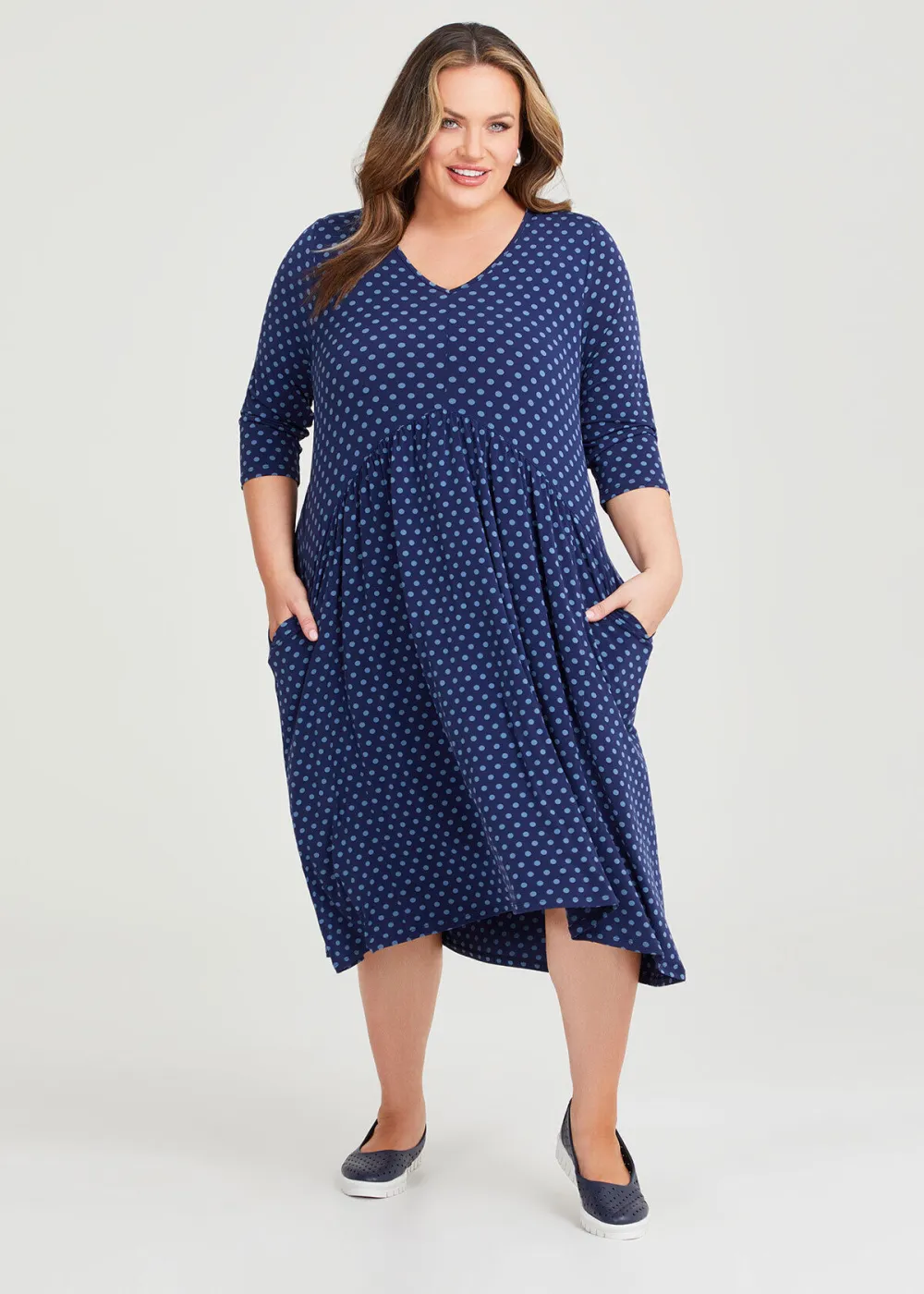 Spot V-neck Luna Dress