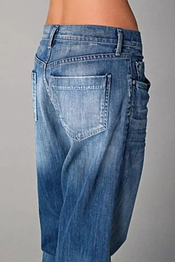 Wash High Stretch Low Waist Straight Leg Jeans