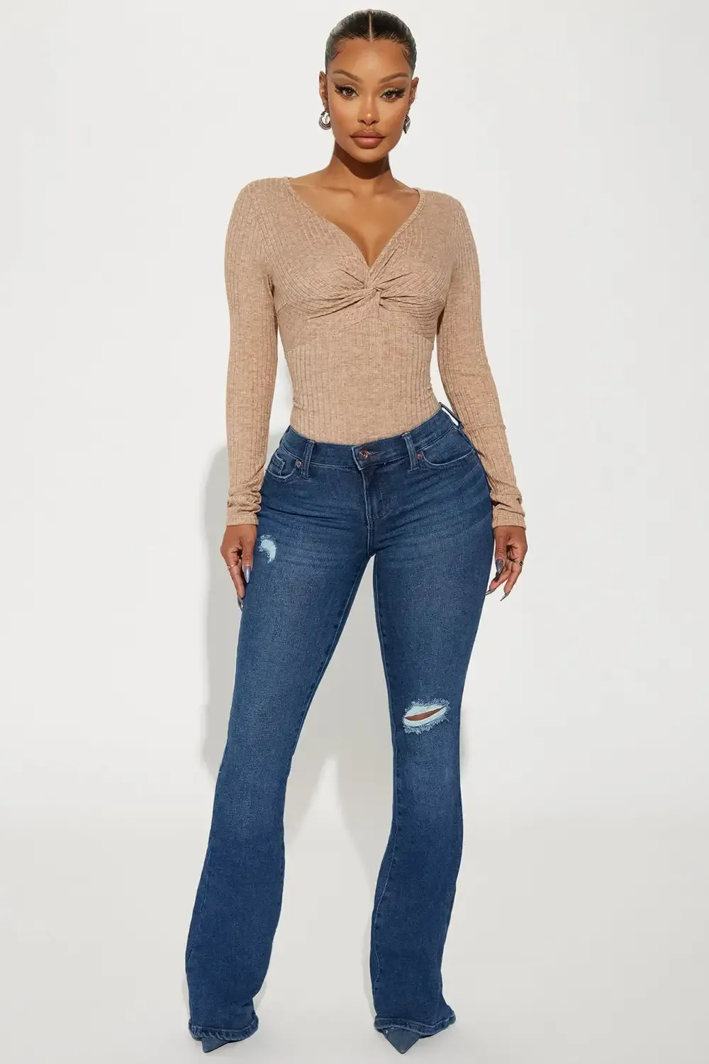 Off Roading Low Rise Flare Jeans - Medium Wash