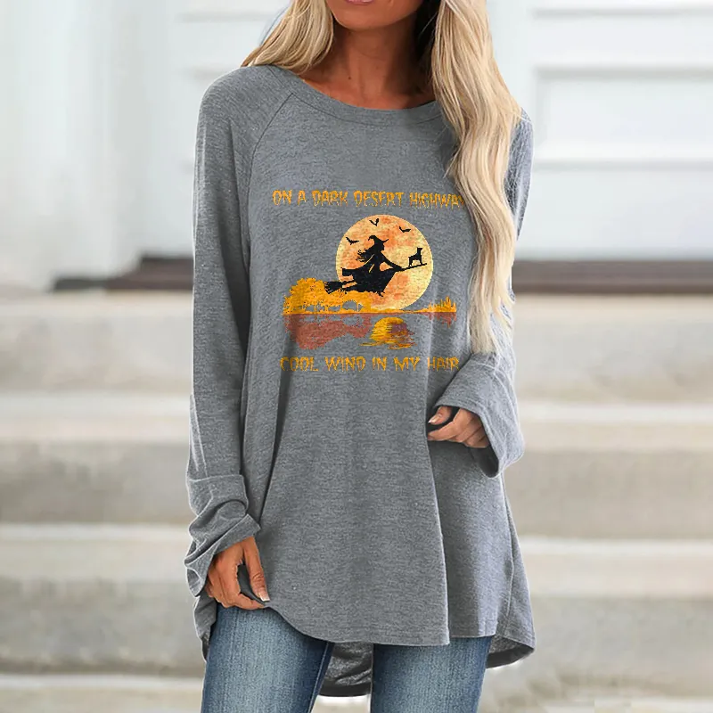 On A Dark Desert Highway Cool Wind In My Hair Printed Women's T-shirt