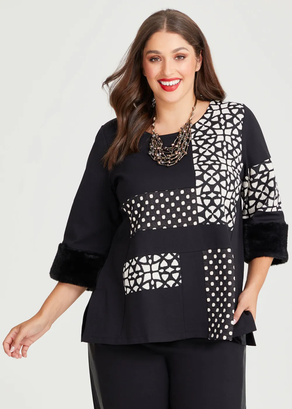 Spot Check Bamboo Ponte Top
