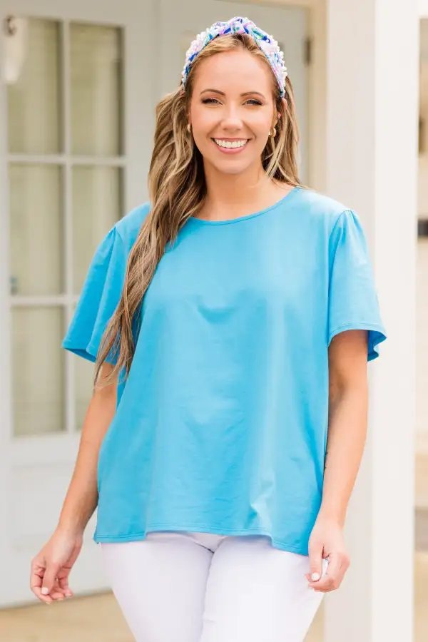 An Open Book Top, Turquoise