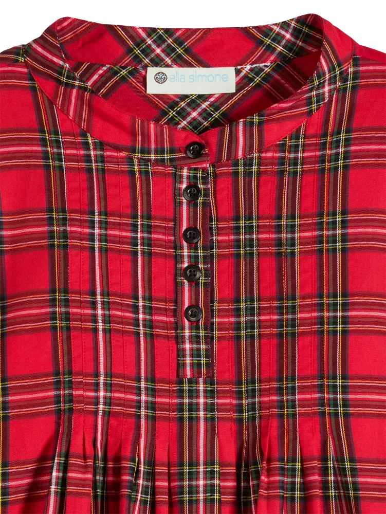 Ella Simone Tartan Pintuck Tunic Top