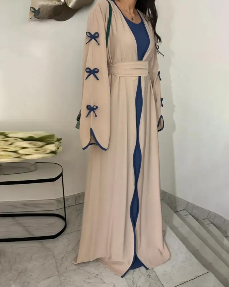 Elegant Bow Cardigan & Dress Two-Piece Set