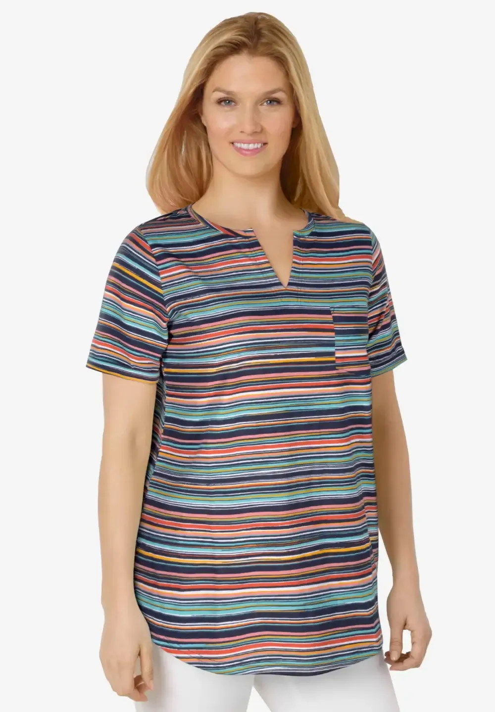 Short-Sleeve Notch-Neck Tee