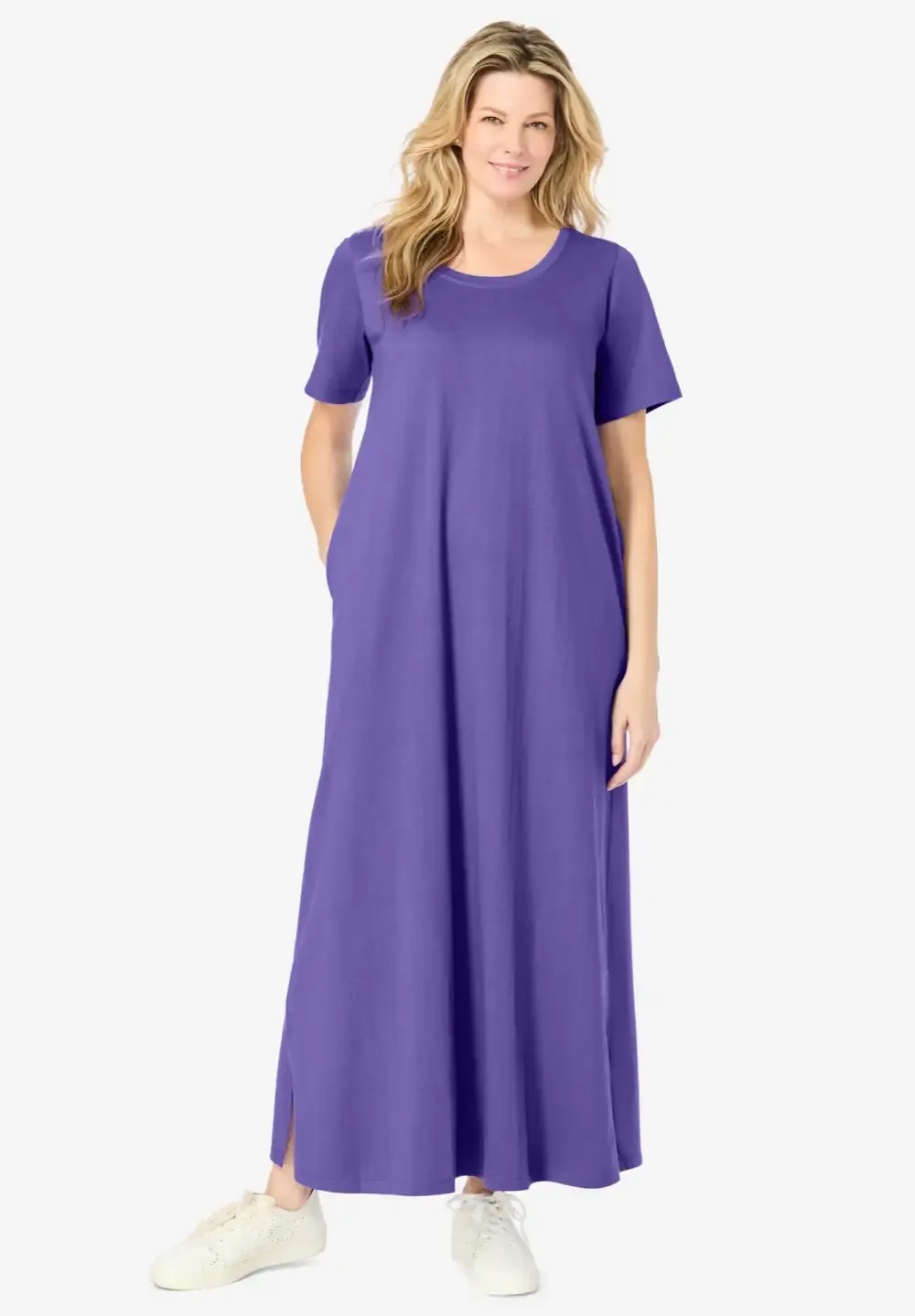 Perfect Short-Sleeve Scoopneck Maxi Tee Dress