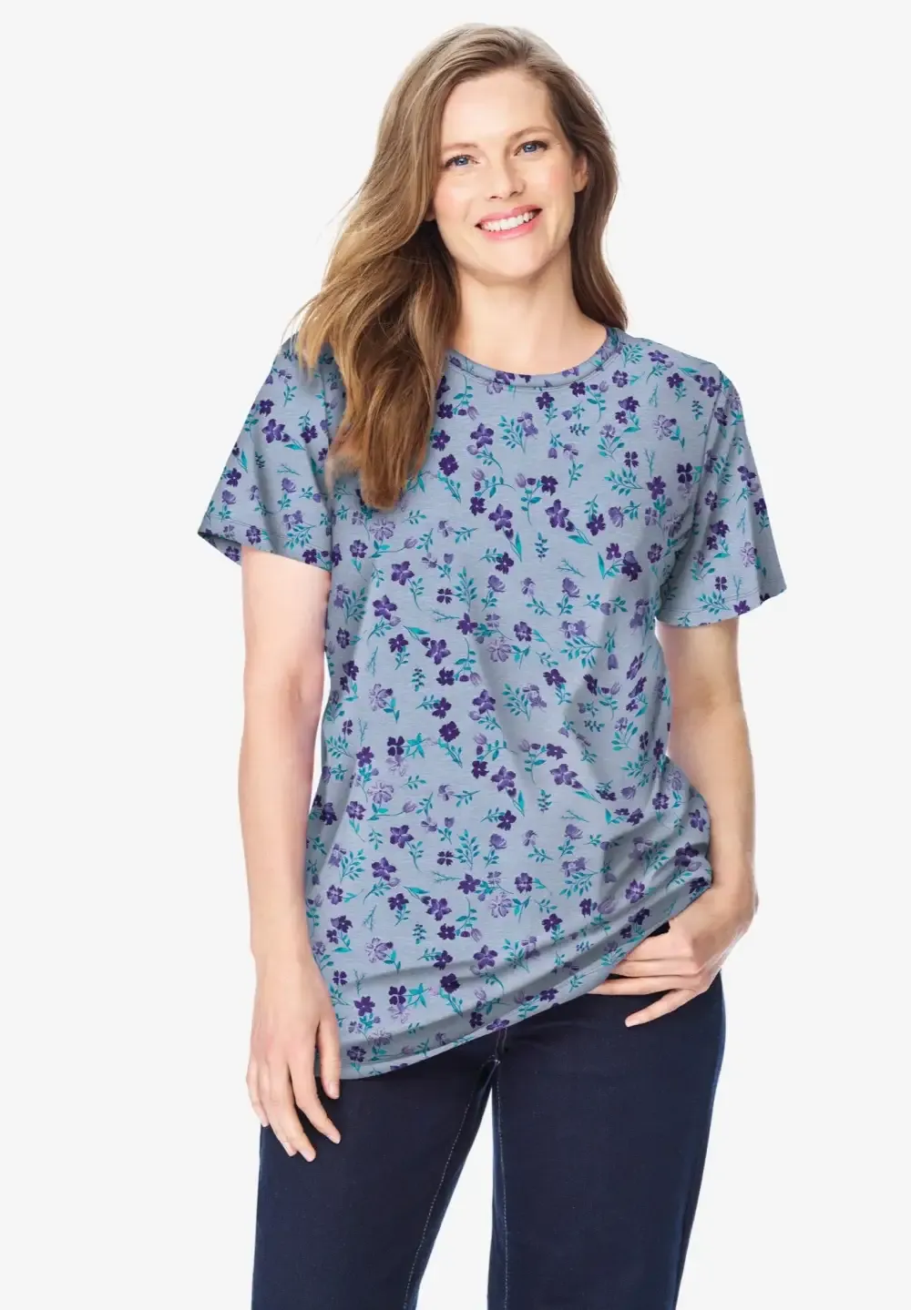 Perfect Printed Short-Sleeve Crewneck Tee